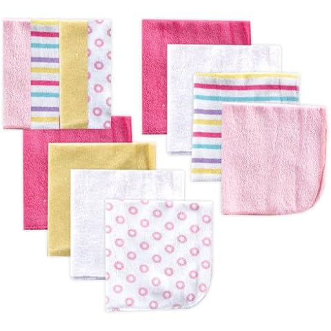 Luvable Friends Unisex Baby Cotton Rich Washcloths, Pink Stripe, One Size Cover