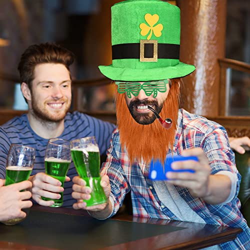 MFUOE St. Patricks Day Leprechaun Green Hat Eyeglasses and Pipe with Shamrock Leprechaun Ireland Cap for St. Patricks Day,Carnival Fancy,Irish PubDress Costume Accessory - Image 4