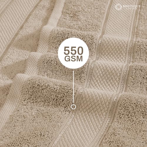 Image of BOUTIQUE LIVING Luxe Loom 100% Cotton 550 GSM Grey Hand Towels - Pack of 2