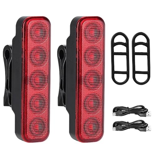 Rear Bike Lights USB-C Rechargeable Bike Tail Light 2 Pack Bright Red LED Bicycle Rear Light Waterproof Helmet Lights Cycling Flashlight Safety Reflector Accessories 4 Light Modes