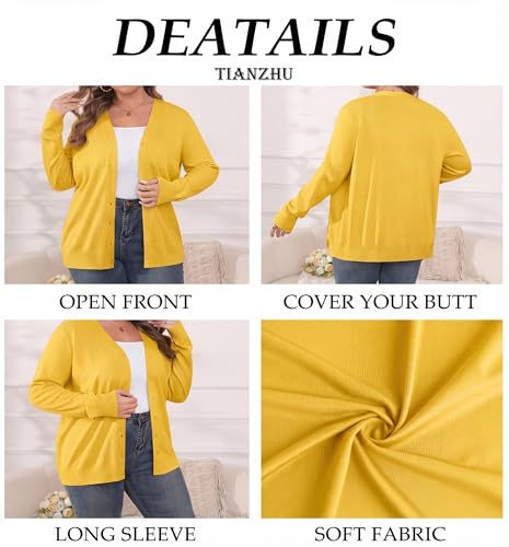 Image of TIANZHU Plus Size Cardigan for Women Button Open Front Long Sleeve V Neck Comfy Lightweight Sweaters XL-4XL