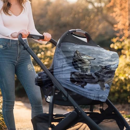 Image of Youngerbaby Wolf Print Car Seat Canopy Nursing Cover Multi Use Baby Stroller and Carseat Cover Breastfeeding Nursing Covers Boys and Girls Shower Gifts