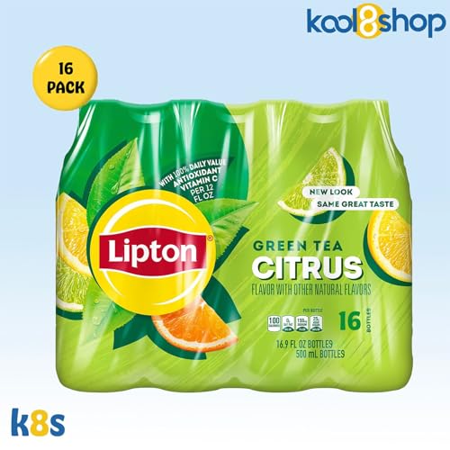 Lipton Citru Green Iced Tea 16- Pack Plastic Bottle 16.9 Fl Oz + 20 Pack 100% Compostable Food Grade Bamboo Fiber Straws Kool8Shop Brand thumb #3