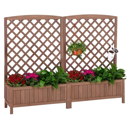 Aivituvin Planter with Trellis Raised Garden Bed Large Garden Box