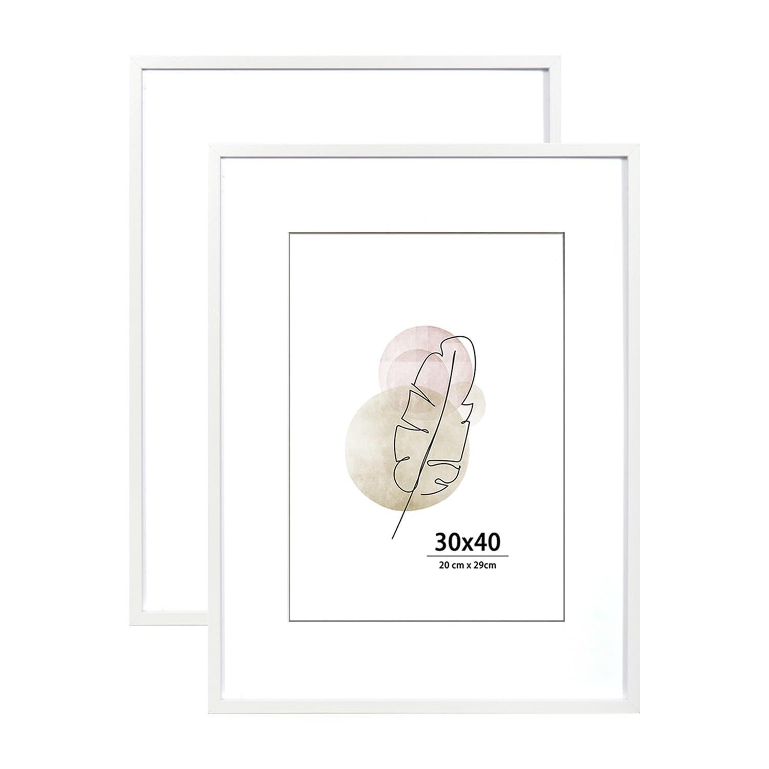 Kaiwin White 30X40 Picture Frame Set Of 2, Wooden Poster Frame Suitable For A4 With Mat, 16X12 Picture Frames For Wall Mounting Display For Home, Office,Gallery,Holiday With Photos, Posters, Puzzles