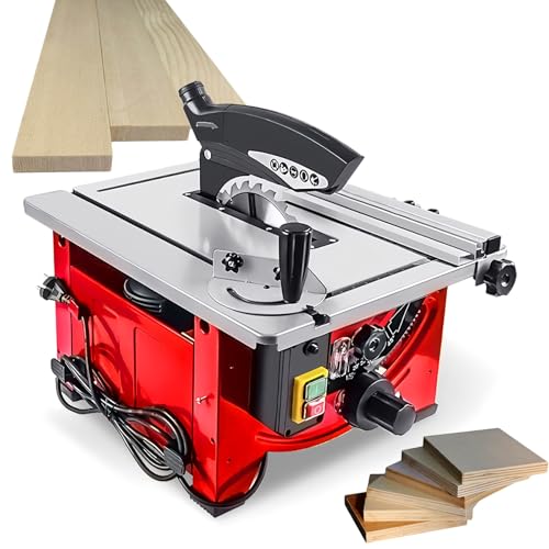 SAIYERUS Sega Circolare Portatile, Mini Sega da Tavolo, Sega da Banco per Lavorazione del Legno Fatta a Mano, Modello Fai da Te, Utensile da Taglio, Lama per Sega Circolare da 210mm,52 x 40cm