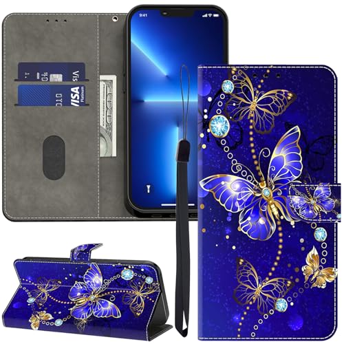 ALILANG for Samsung Galaxy S23 FE 5G Wallet Case with Credit Card Holder, Flip Book PU Leather Protective Magnetic Cover for Samsung S23 FE Phone Case-Diamond Butterfly