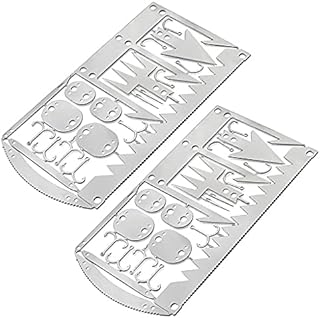2PCS Survival Card 22 in 1 Stainless Steel Survival Multitool Card for Camping Hunting and Fishing Trip Disaster Preppers Emergency Gift Idea