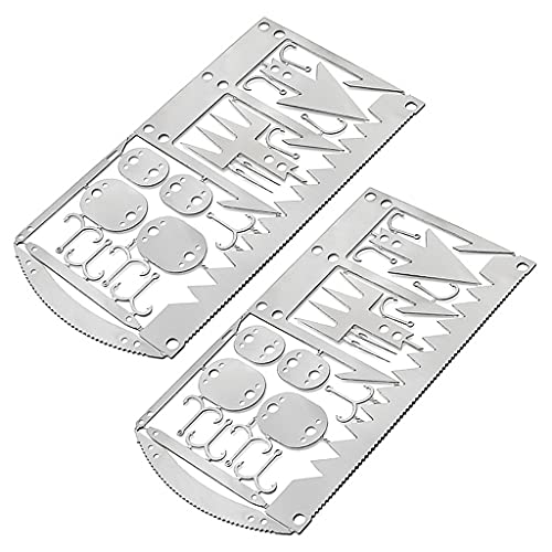 2PCS Survival Card 22 in 1 Stainless Steel Survival Multitool Card for Camping Hunting and Fishing Trip Disaster Preppers Emergency Gift Idea