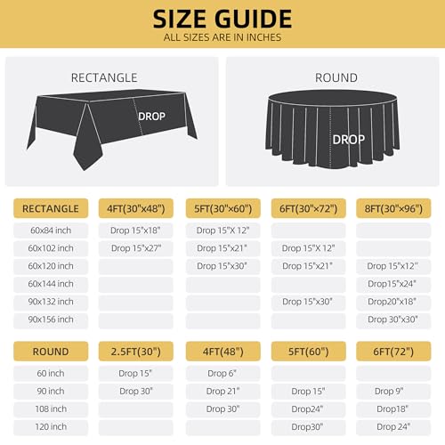 Image of 10-Pack Round 90-inch Black Table Cloths, Solid Stain and Wrinkle Resistant Circular Tablecloth, Premium Plain Weave Polyester Fabric Table Linen Covers for Hotel, Banquet