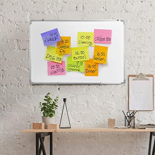 RELAX4LIFE Tableau Blanc Magnétique en 5 Tailles avec Cadre en Alu, 2 Particules Magnétiques et Gomme et 3 Stylos, Tableau d'Écriture pour Bureau, Etude et Maison (90 x 60 cm)