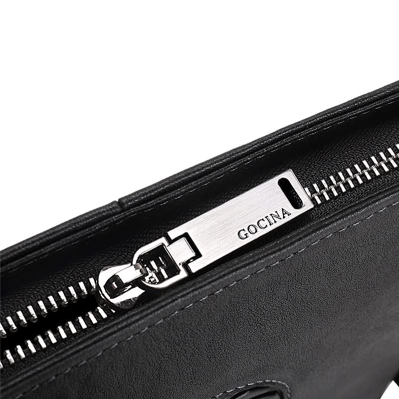 The single shoulder bag High capacity men's leather briefcase folder for a4 documents Men's bag Square4