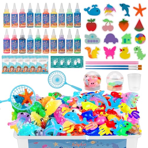 JelyArt Magic Water Gel Elf Toys Set - 56 pezzi DIY Aqua Gel Kit con 20 colori e 16 forme, inclusa scatola portaoggetti, Elfo magico per bambini dai 4 5 ai 6 7 anni