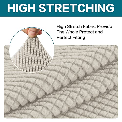 Image of Turquoize Stretch Sofa Slipcover 2 Pieces Sofa Cover Couch Cover for 2 Cushion Couch Washable Furniture Protector Covers with Elastic Bottom Feature Thick Jacquard Fabric (Loveseat, Island Fossi)