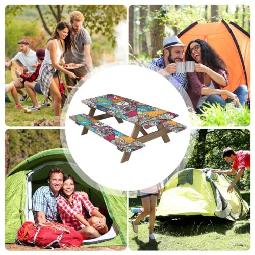 Juego de 3 fundas elásticas para mesa de pícnic ideales para comer en el camping 5