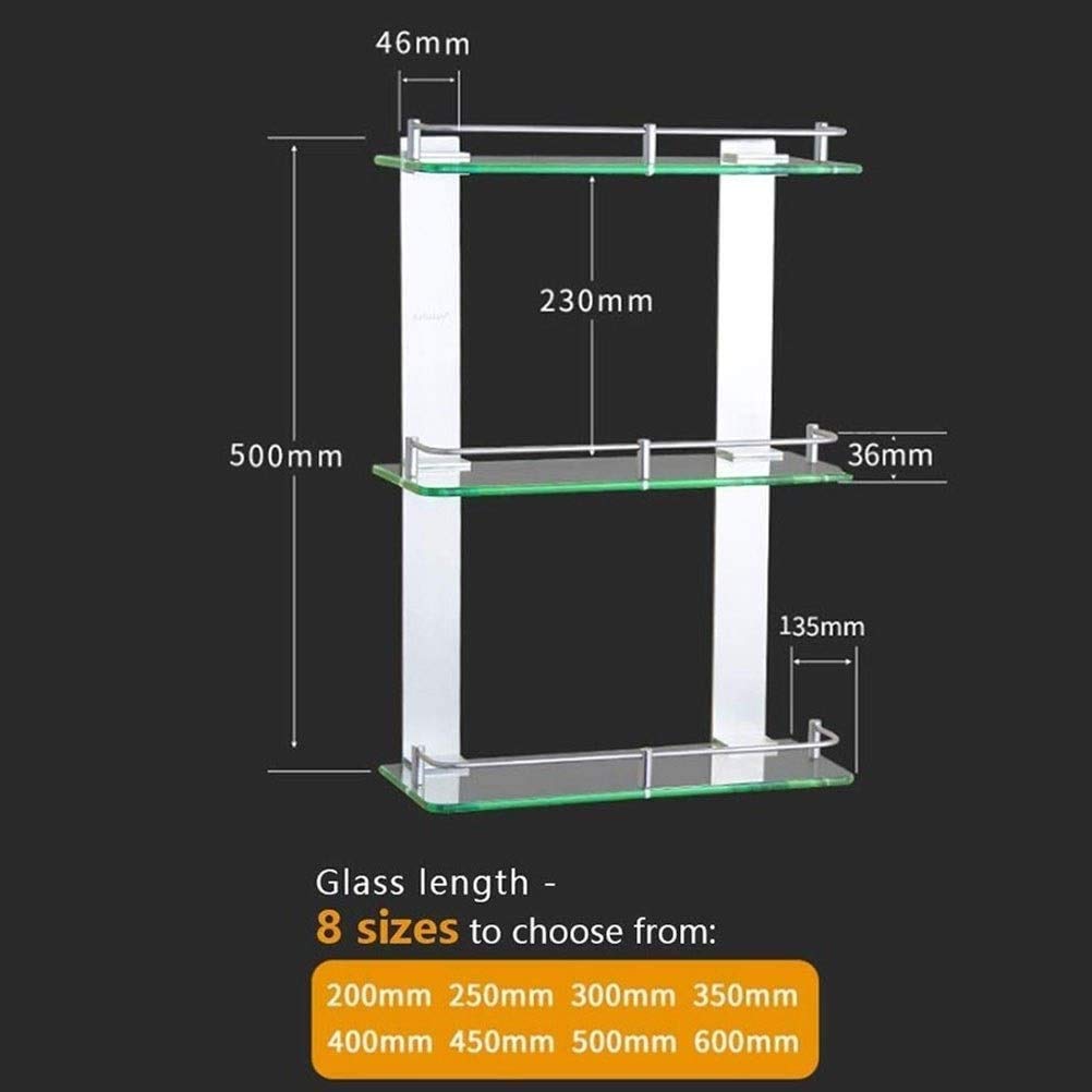 Scaffale da bagno a 3 livelli con montaggio a parete in alluminio e design funzionale salvaspazio per accessori da bagno (dimensioni: 400 mm)