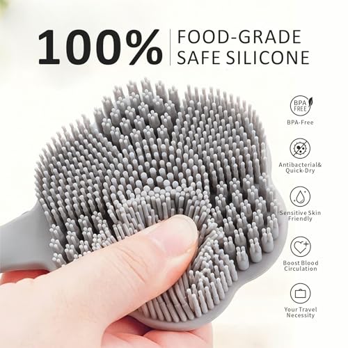 Brosse à récurer pour le dos en silicone durable avec manche long - 4