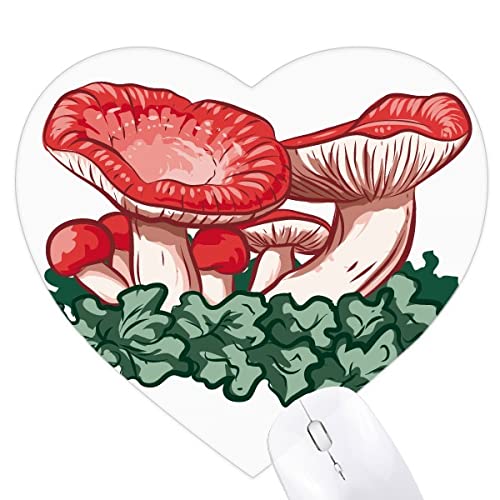Tapis de souris en forme de coeur avec illustration champignon vénéneux rouge