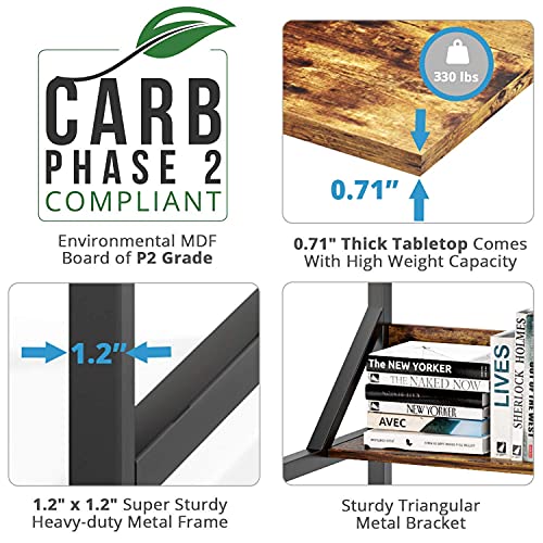 VIPEK Computer Desk with Hutch and Storage Shelves, 47 inch PC Table Study Writing Desk for Home Office, Space Saving Design, Rustic Brown