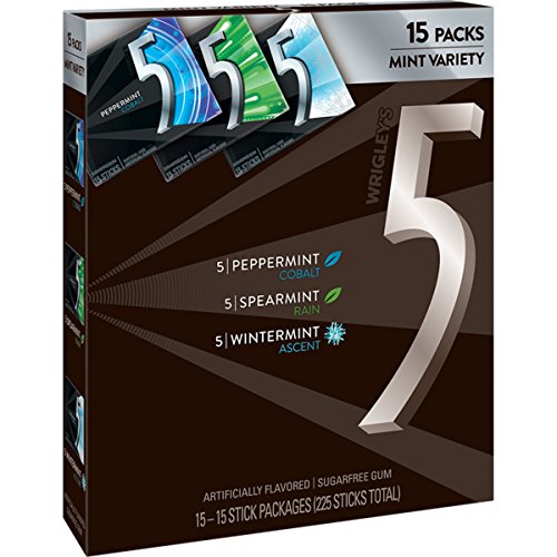 Wrigley s 5 Sugar Free Gum Mint Variety Box, 15 Count