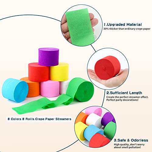8 Rolls Crepe Paper Streamers For Wedding Streamers Birthday Decorations Baby Shower Graduation Diy Supplies(Mixed) #TOP2