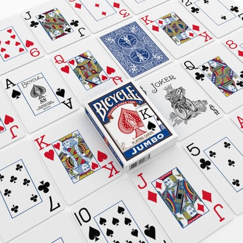 Bicycle Jumbo Index Playing Cards, 12 Pack Bulk Set of Large Print Poker Size Cards, Red & Blue Backs, for Easy Reading, Family Card Games, Classrooms, and Casino Play by Bicycle - Image 6
