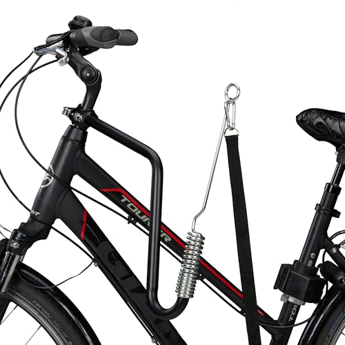 Relaxdays Fahrradleine Hund, Hundestange für Fahrrad, Hundeleine mit Abstandshalter & Feder, Hände frei, schwarz/Silber