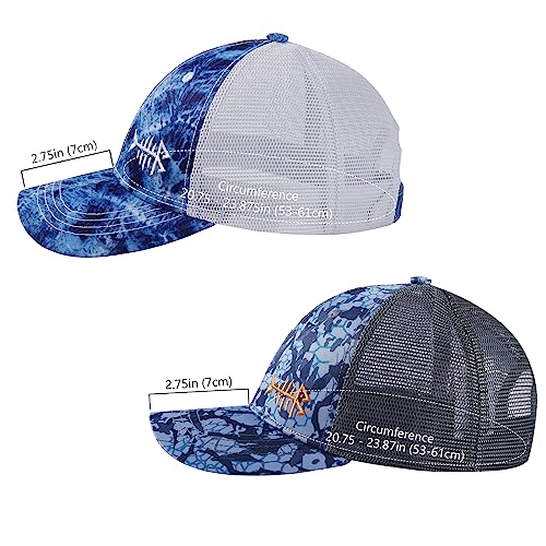 Image of BASSDASH 2 Pack Altimate Fishing Hunting Hat Mesh Back for Men Women Adjustable Baseball Trucker Cap Camo Blaze Orange