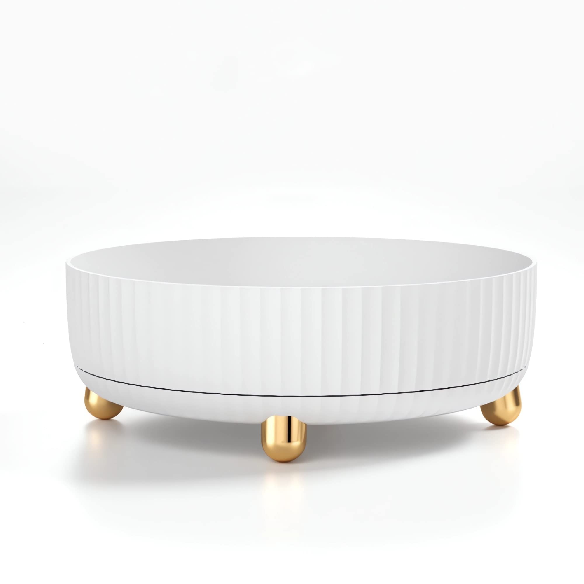 Kitchen Organiser Lazy Susan Turntable Cupboard Storage with Nice Exterior Design for Kitchen Storage & Organization, 9 Inch (Pearl White)