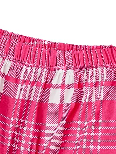 Image of WDIRARA Toddler Girl's 2 Piece Outfits Plaid Halter Neck Tank Top and Flare Leg Pants Set