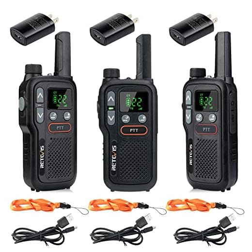 Retevis RB18 Walkie Talkie Adult Rechargeable,Long Range Two Way Radio FRS,NOAA Weather Alert Flashlight Dual PTT VOX,for Outdoor Cruise Camp(3 Pack)
