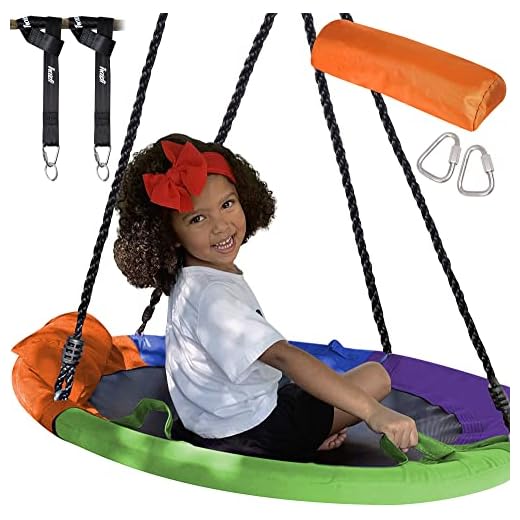 40" Saucer Tree Swing for Kids Outdoor with Straps - Round Outdoor Swings for Swingset - Large Tree Swings for Children with Hanging Kit - Heavy Duty Children Disk Swing for Outside