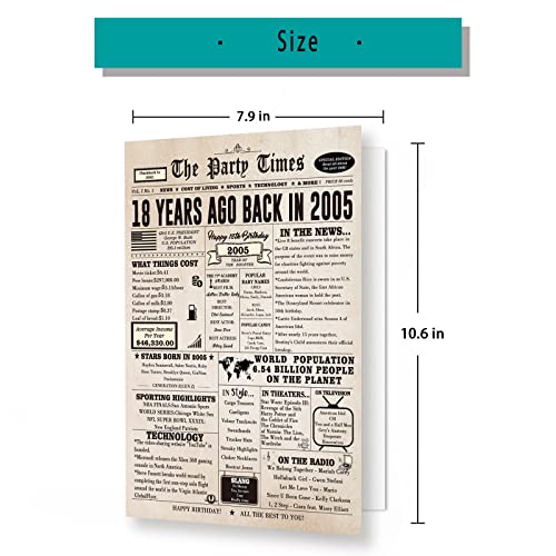 Huameigf Happy 18Th Birthday Card For Girls Boys, Retro 18 Years Old Card For Men Women, Jumbo 18Th Birthday Gifts For Son Daughter, Best Gifts For 18 Bday Her Niece Friend #TOP1