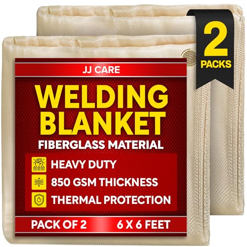 Image of 2 Pack Welding Blanket - 6ft x 6ft, 850GSM Fiberglass Welding Blanket for Smokers with Brass Grommets, Heavy Duty Fireproof Welders Mat for Industrial, Smoker, Grill and Camping