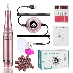 Nail Grinding Machine 35000RPM Manicure Machine, Electric Nail Drill, Portable Nail Lathe Electric Manicure Cutter Set, Nail Gel Polisher Salon Equipment for DIY Home or Salon Mani-Pedis