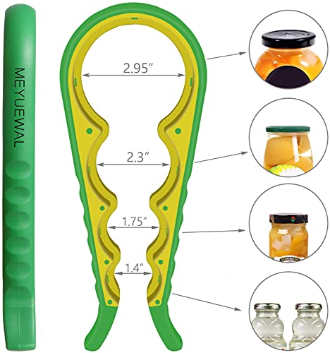 Jar Opener- Pad Rubber Jar Can Lid Opener, 5 In 1 Multi Function Can Opener Bottle Opener Kit With Silicone Handle Easy To Use For Children, Elderly And Arthritis Sufferers (Green) #TOP1