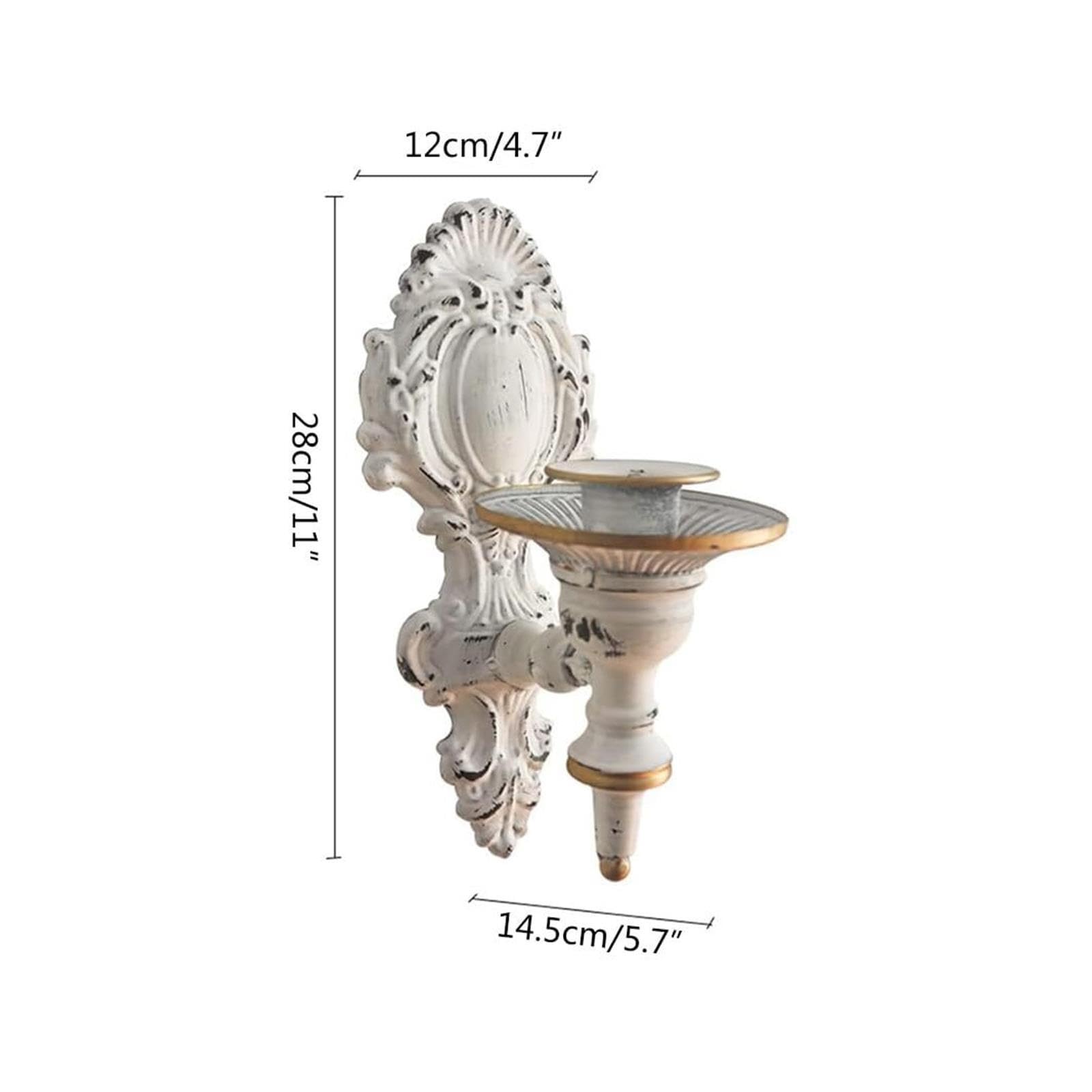 Portacandele Portacandela da Parete in Ferro Corte Francese Decorazioni per la mensola del Camino(Antique White B)