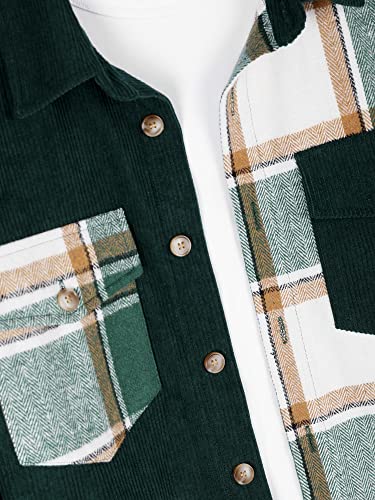 Image of ZAFUL Unisex Plaid Flannel Shirt Jacket Button Down Long Sleeve Pocket Coat Outwear | Mens Fall Clothes Lightweight Long Sleeve Button Down Flap Pocket Jacket Tops for Fall&Winter 2026