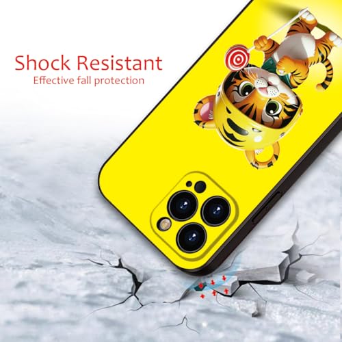 Printed with Cute Tiger for iPhone 16 Pro Max Case - Cartoon Helmet Tiger with Lollipop Design | Shockproof Slim Cover | Fun & Protective Case for Girls & Women (B1-Cartoon Cute Tiger)