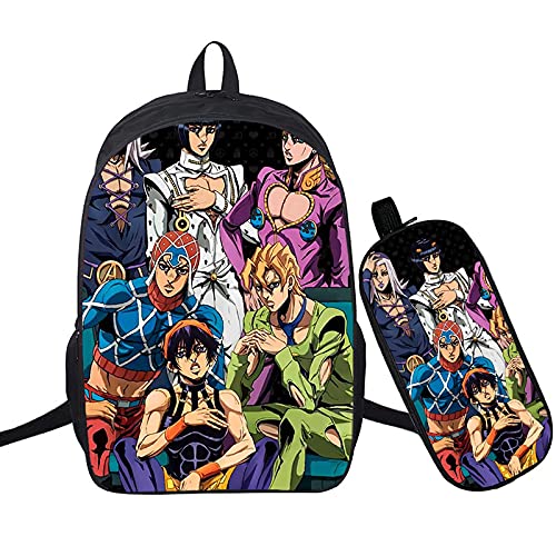 2 PCS Anime JoJo Bizarre Adventure Backpack teenagers Shoulder bag School Bookbag for women men Laptop Bags Travel Rucksack