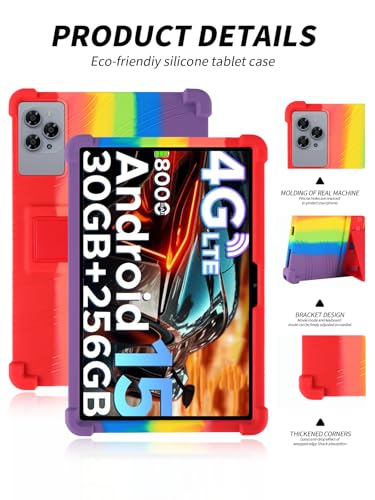 Étui Doogee Tab G6 flexible arc-en-ciel en silicone élastique avec pied ajustable - 3