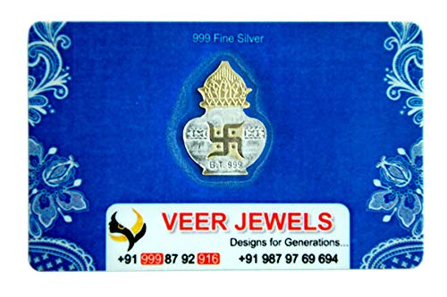 Veer JewelsSilver Plated Kalash 1 Gram Coin Pack of 10