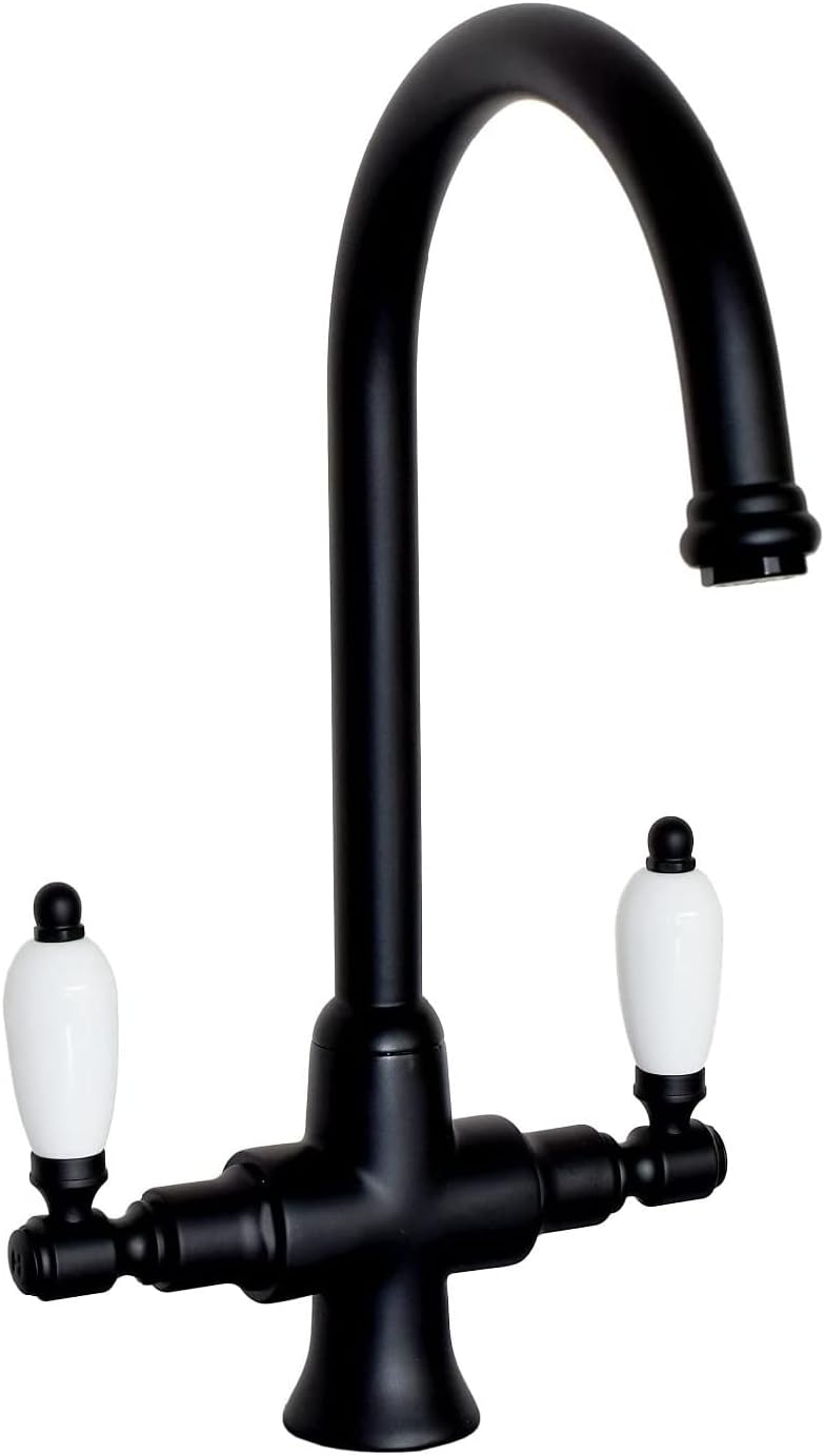 ENKI Kitchen Sink Mixer Tap Twin Lever Black DORCHESTER