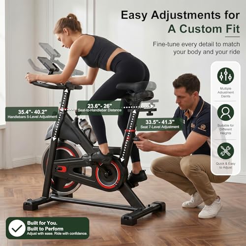Image of Exercise Bike with App, Stationary Bike for Home, Indoor Workout Bike