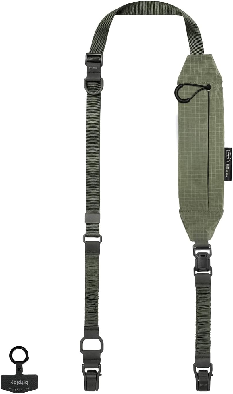 bitplay Sling-bag Strap, Clip and Go Strap for Phone, Camera Strap, Lanyard with Detachable Pouch, Moss Green