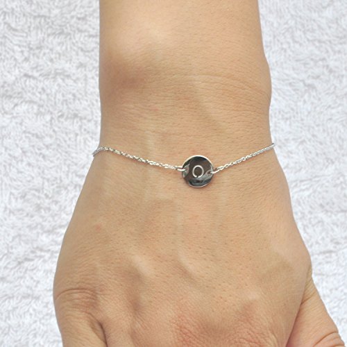 Image of HUAN XUN Stainless Steel Engraved Initial Bracelet Adjustable, 7.87 inch