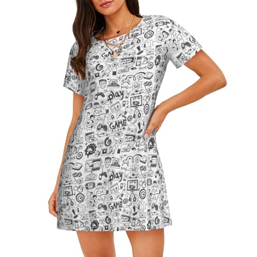 Chemise de nuit jeux vidéo femme tenue de soirée détente et sommeil été confortable
