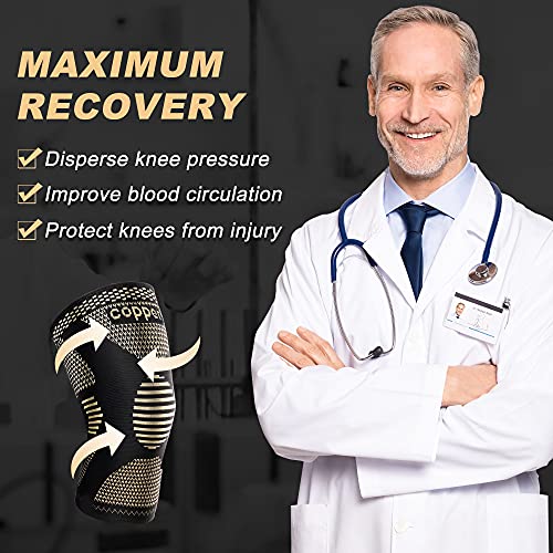 Jhvw Copper Knee Braces For Knee Pain(2 Pack) - Knee Brace,Knee Compression Sleeves Support For Men & Women - Knee Pads For Running,Meniscus Tear,Acl,Arthritis,Joint Pain Relief,Working Out #TOP4
