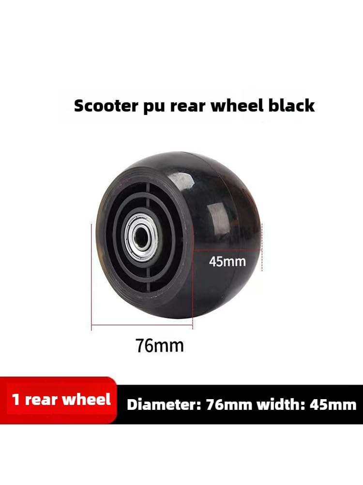 Ruedas para patinete de 76 mm, 85 mm, 90 mm, ruedas traseras de repuesto para niños, adolescentes, interiores y exteriores (negro, 76 mm)