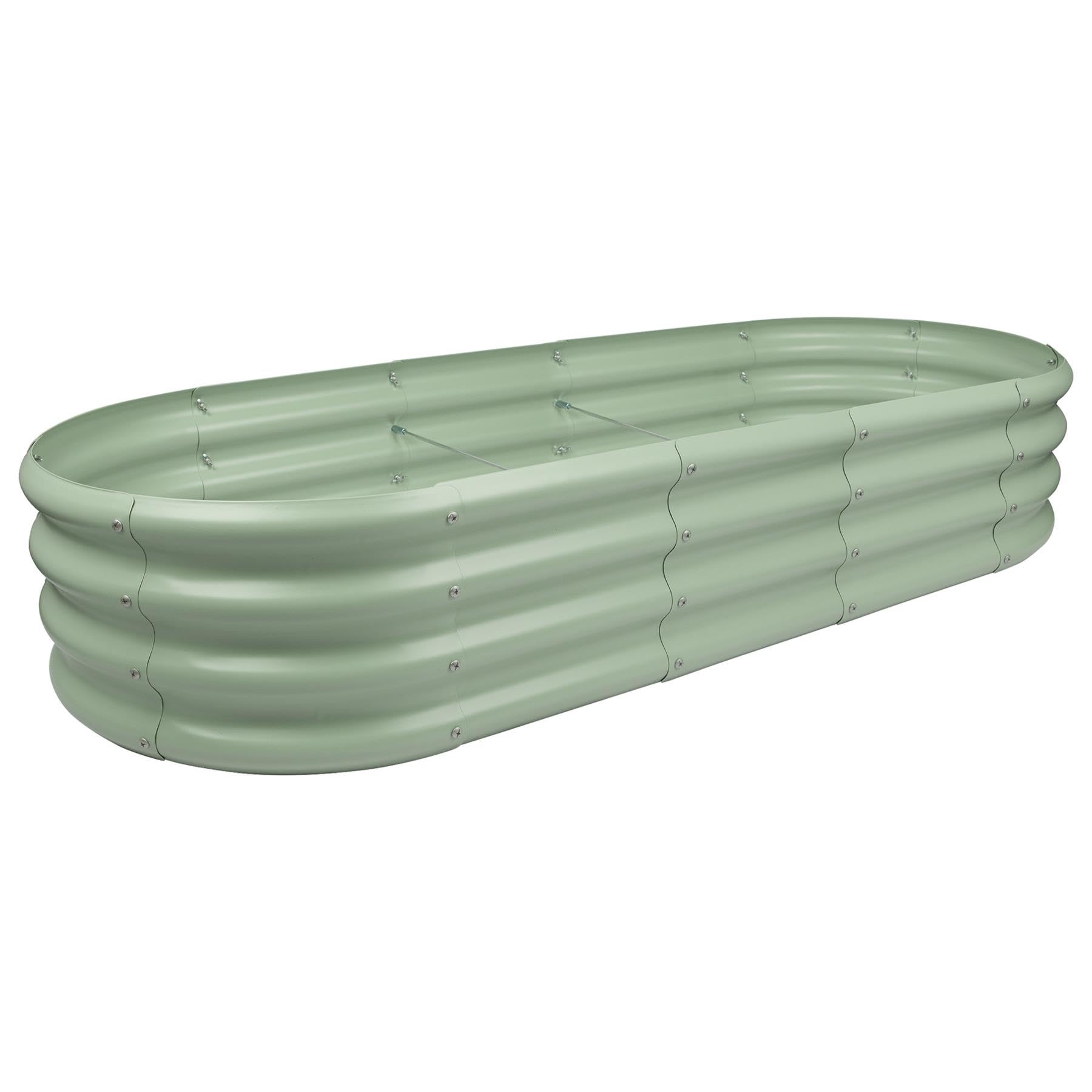 Harbour Housewares Green Raised Garden Bed - 180 X 90Cm - Rounded - Bottomless Metal Raised Bed Galvanised Steel Planter Box For Growing Outdoor Plants, Vegetables, Flowers And Herbs